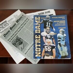 Notre Dame Purdue 2000 Football Program Media Press Stat Cheat Sheets Dree Brees
